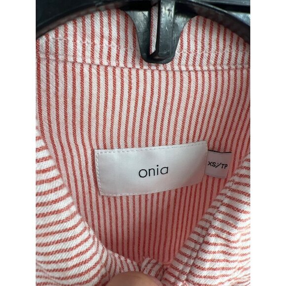 Onia Womens Striped Swim Cover Dress Size XS Red White Roll Tab Pockets - Picture 2 of 5